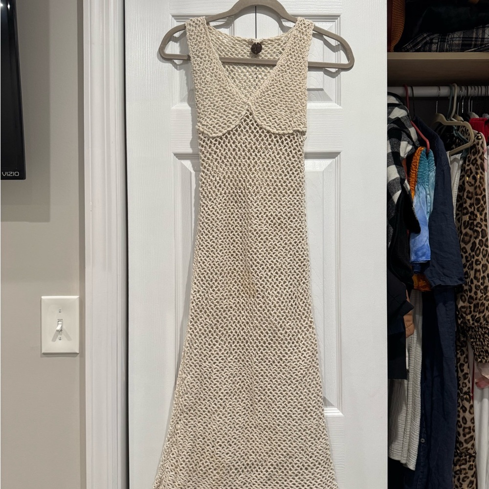 Cream Knit Coverup Dress with minor stain